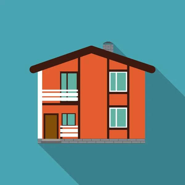 Plat huis pictogram met lange schaduw vectorillustratie — Stockvector