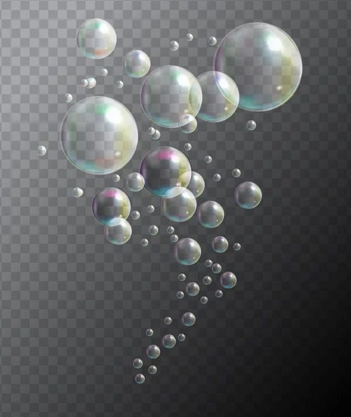 Bulles transparentes sur fond noir — Image vectorielle