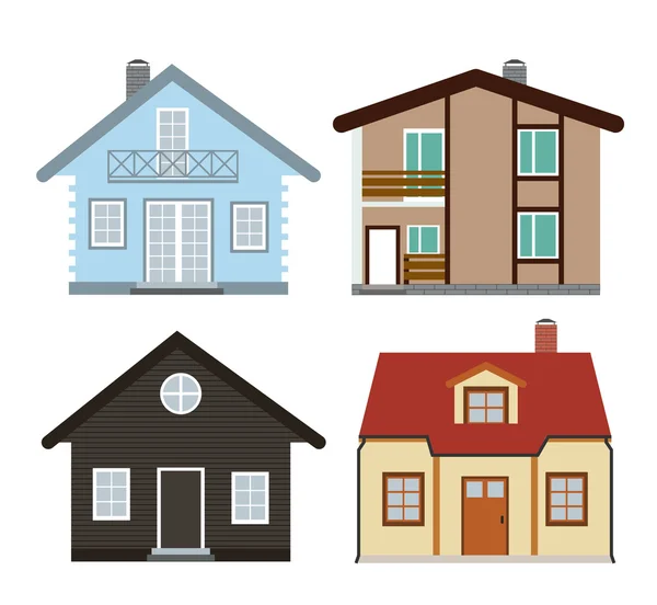 Plat huis pictogram Set vectorillustratie — Stockvector