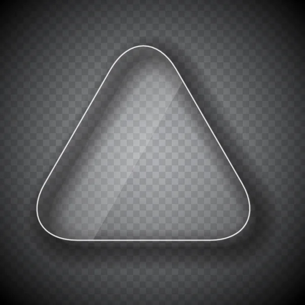 Quadro de vidro, botão de triângulo em Checkered abstrato transparente — Vetor de Stock