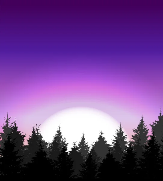 Silhouette d'arbre sur fond de coucher de soleil. Illustration vectorielle — Image vectorielle