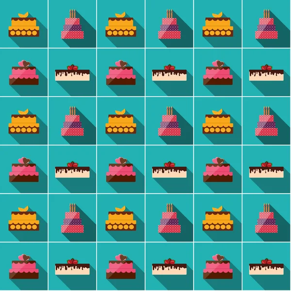 Birthday Cake Flat Icon Seamless Pattern Background for Your Des — Stock Vector