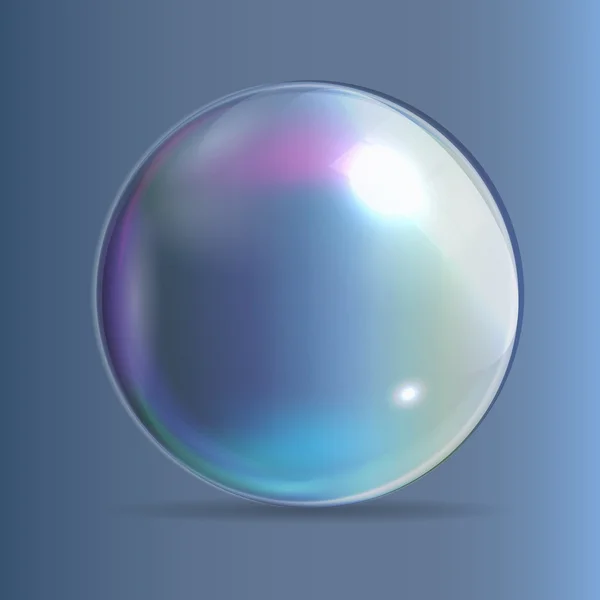 Burbujas transparentes sobre fondo azul oscuro. Ilustración vectorial — Vector de stock