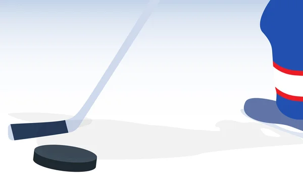 Ishockeyspelare med klubba och Puck. Vektor Illustration. — Stock vektor