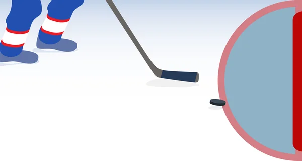 Eishockeyspieler mit Stock und Puck. Vektorillustration. — Stockvektor
