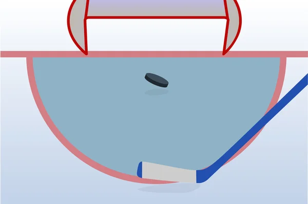Jugador de hockey sobre hielo con palo y pato. Ilustración vectorial . — Vector de stock
