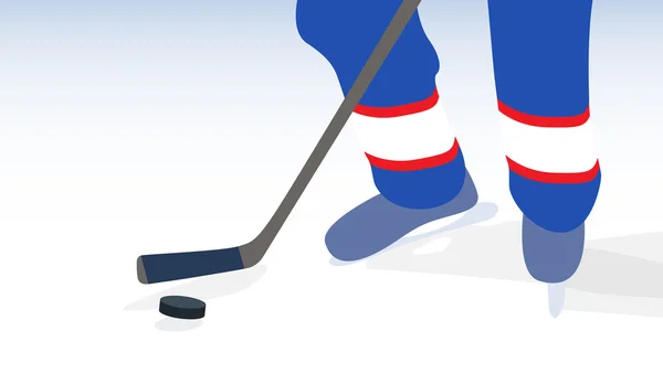 Eishockeyspieler mit Stock und Puck. Vektorillustration. — Stockvektor