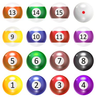 Dişler, Bilardo topları vektör ayarla.