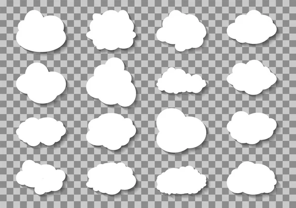Σύνολο διαφορετικών σύννεφο σε διαφανές φόντο. Διάνυσμα Illustr — Διανυσματικό Αρχείο