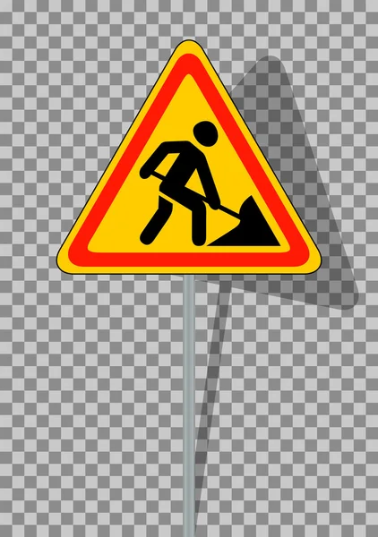 Sinais rodoviários. Roadworks em fundo transparente. Vetor Illustra — Vetor de Stock