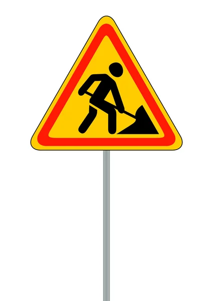 Panneaux routiers. Travaux routiers. Illustration vectorielle sur blanc — Image vectorielle