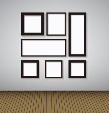 Soyut Galeri arka plan aydınlatma lambası ve çerçeve ile. Boş