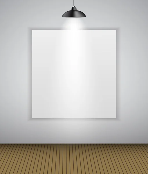 Galerie abstraite Arrière-plan avec lampe d'éclairage et cadre. Espace vide pour votre texte ou objet . — Image vectorielle