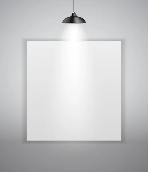 Abstract Gallery achtergrond met verlichting Lamp en Frame. Leeg — Stockvector