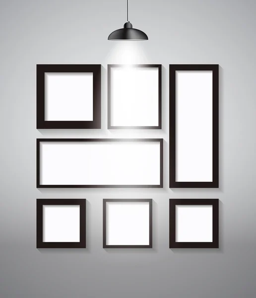 Abstract Gallery achtergrond met verlichting Lamp en Frame. Leeg — Stockvector