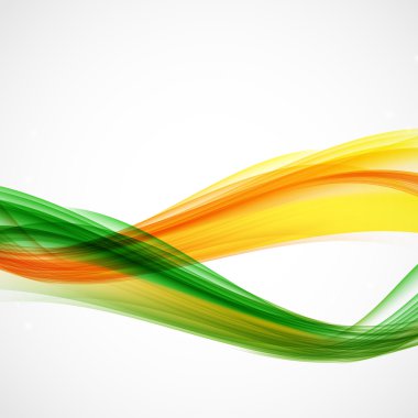 Beyaz Arka Plan Üzerine Soyut Yeşil ve Turuncu Dalga. Vektör Illus