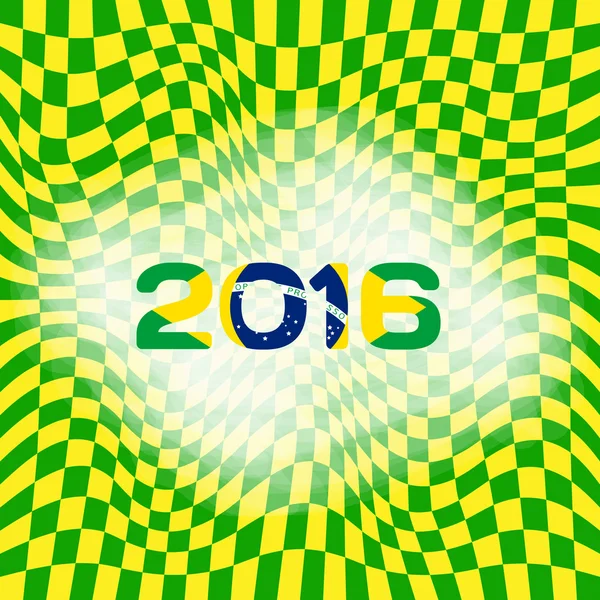 Patrones abstractos de bandera de Brasil con inscripción 2016 . — Vector de stock