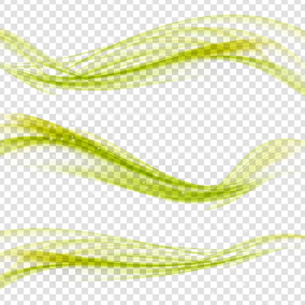Abstrakte grüne Welle auf transparentem Hintergrund. Vektorillus — Stockvektor