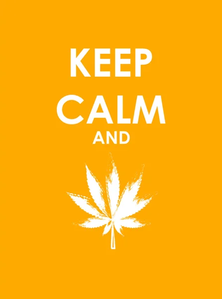 Gardez calme et Marijuana Creative Poster Concept. Carte d'Invitat — Image vectorielle