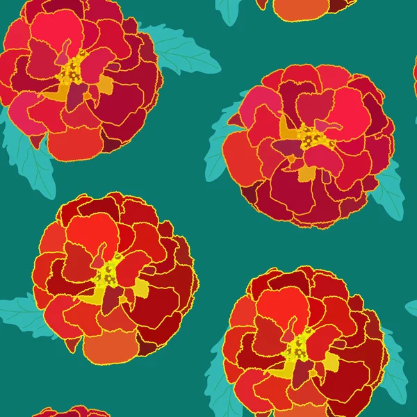 Fondo de patrón inconsútil natural de flores de tagetes Vector — Archivo Imágenes Vectoriales