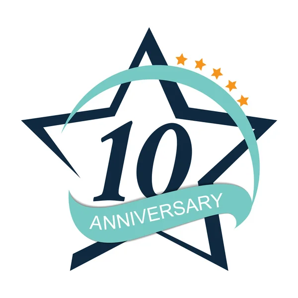 Template Logo 10 Anniversary Vector Illustration — Stock Vector