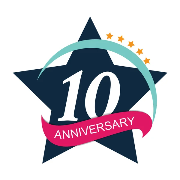 Modèle Logo 10 Illustration vectorielle anniversaire — Image vectorielle