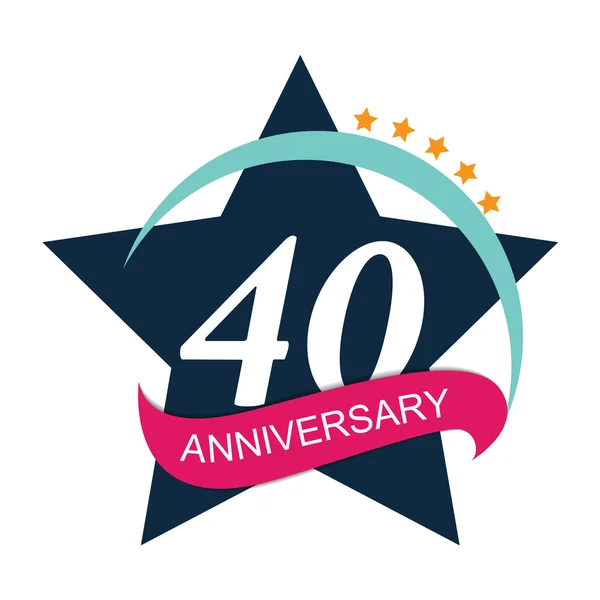 Template Logo 40 Anniversary Vector Illustration — Stock Vector