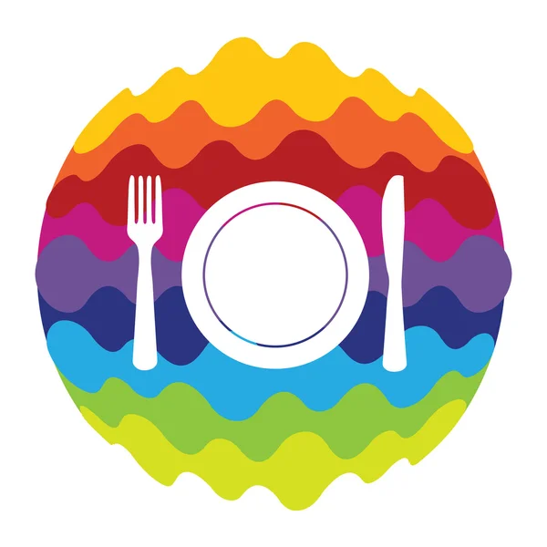 Alimentos y bebidas Icono de color arco iris para aplicaciones móviles — Vector de stock