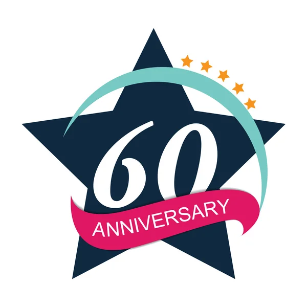 Logo de la plantilla 60 Aniversario Vector Ilustración — Vector de stock