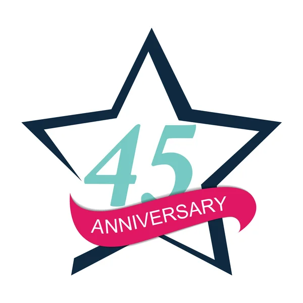 Modèle Logo 45 Illustration vectorielle anniversaire — Image vectorielle