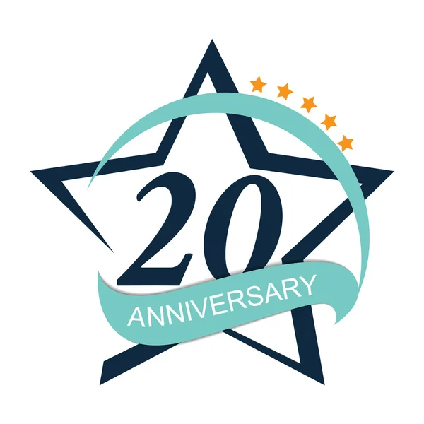 Modèle Logo 20 Illustration vectorielle anniversaire — Image vectorielle