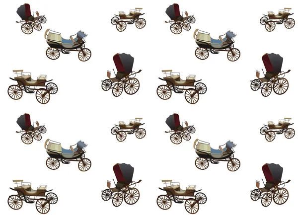 Old Wagon for the Horses. Seamless pattern. Isolated on White Ba — Stock Illustration Old Wagon for the Horses. Seamless pattern. Isolated on White Ba Royalty Free Stock Vectors