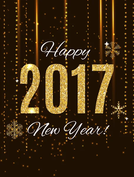 2017 mutlu yeni yıl altın parlak arka plan. Vektör çizim