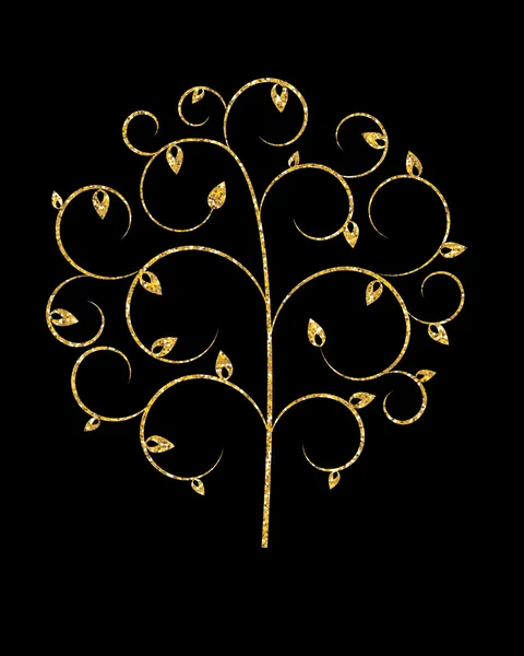Beautuful  Golden Tree on Black Background Vector Illustration — Stock Vector