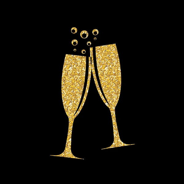 Dua Gelas Siluet Vektor Ilustrasi Champagne - Stok Vektor