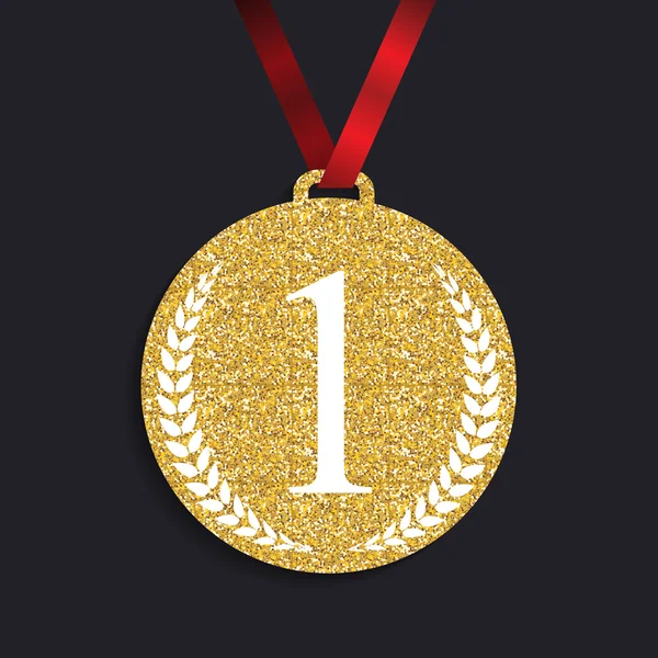 Icône de médaille d'or d'art signe la première place. Illustration vectorielle — Image vectorielle