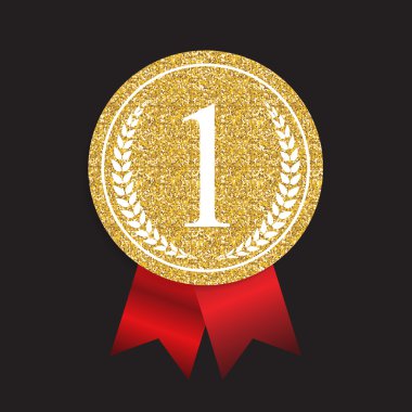 Sanat altın madalya simgesini işaret birincilik. Vektör çizim