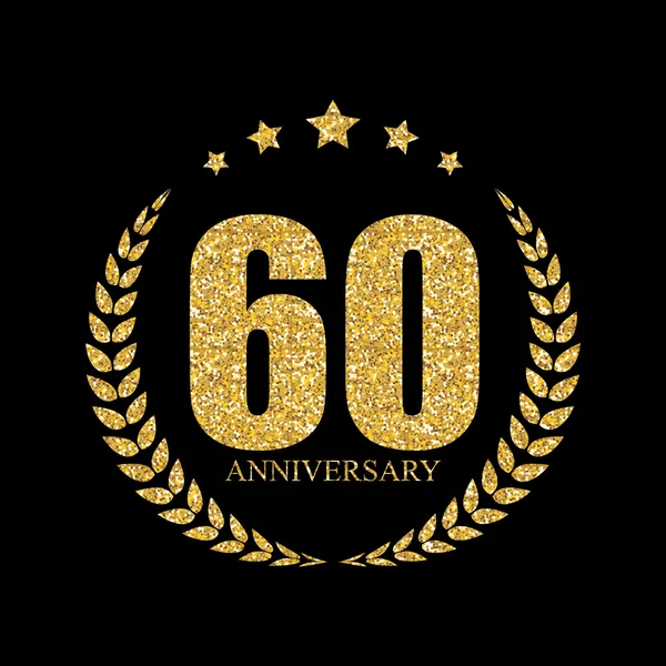 Logo de la plantilla 60 Años Aniversario Vector Ilustración — Archivo Imágenes Vectoriales