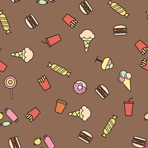 Simple Food and Drink Icon Seamless Pattern Background. Vector Illustration