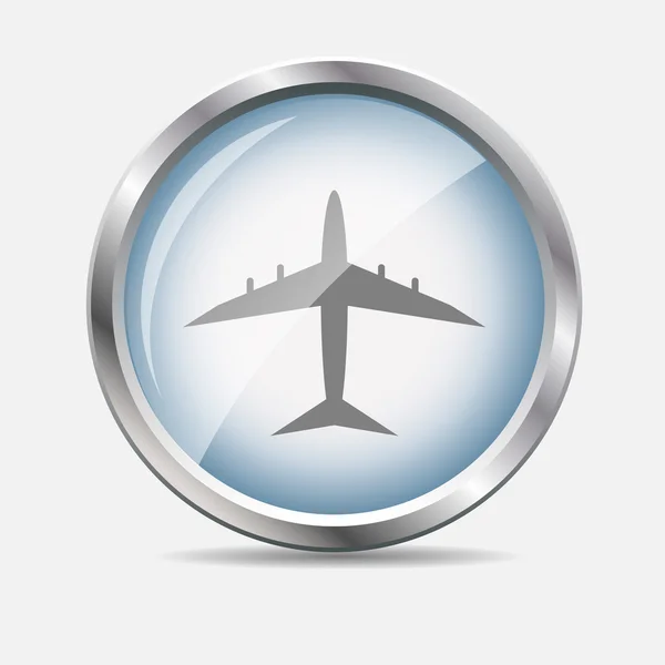 Airplane Glossy Icon Vector Illustration — Stock Vector