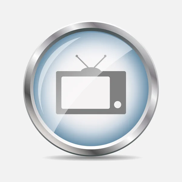 TV Glossy Icon Vector Illustration — Stock Vector
