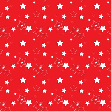 Kırmızı bir arka plan üzerinde beyaz yıldız. Seamless modeli. Vektör Illust