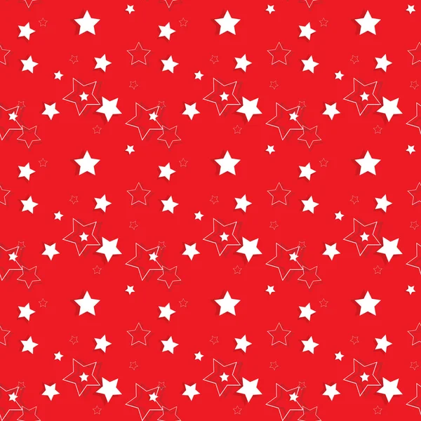 White Stars on a Red Background. Seamless Pattern. Vector Illust — Stock Vector