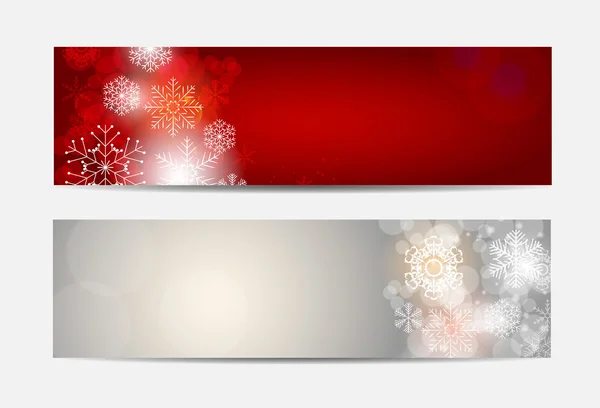Christmas Snowflakes Website Banner and Card Background Vector I - Stok Vektor