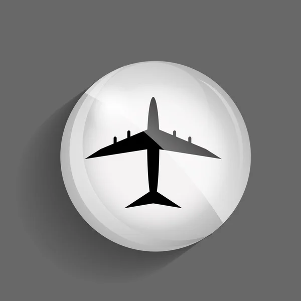 Flugzeug Glossy Icon Vector Illustration — Stockvektor