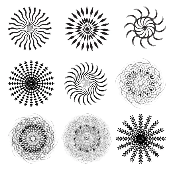 Black and White Abstract Psychedelic Art (em inglês). Vetor Illu — Vetor de Stock