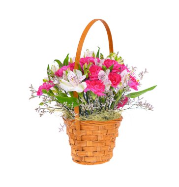 Beyaz arkaplanda izole edilmiş renkli çiçekler.