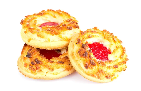 Coconut Biscuits with Cherry Jam — Stock Photo, Image