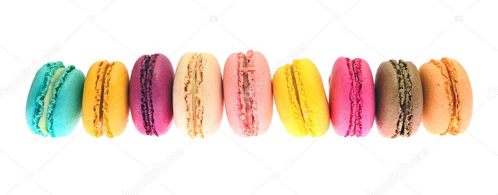 Sweet Tasty Macaroons Isolated on White Background