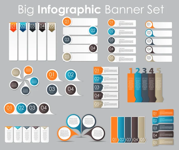 Gran Conjunto de Plantillas de Banner Infográfico para su Vector de Negocios — Archivo Imágenes Vectoriales